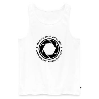Fotografenweisheit Eselsbrücke Spruch Photographen - Männer Premium Bio Tank Top - Weiß - Vorne - Michal (187cm)