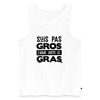 Manger gras expression humour - Débardeur bio Premium Homme - blanc - Devant - Michal (187cm)