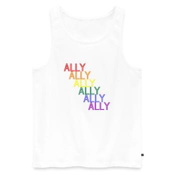ALLY for LGBTQIA+ allies rainbow queer typography - Men's Premium Organic Tank Top - white - Front - AI Model Male 178 light (178cm)