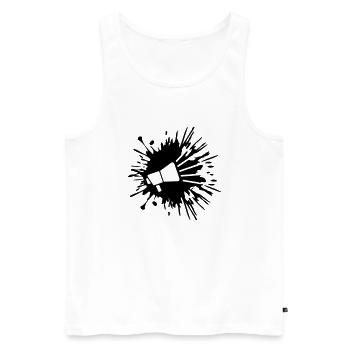 Drops of color splash megaphone symbol - Men's Premium Organic Tank Top - white - Front - Michal (187cm)
