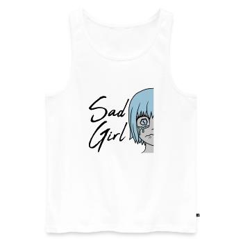 Visage de sad girl en pleurs - Débardeur bio Premium Homme - blanc - Devant - AI Model Male 178 light (178cm)