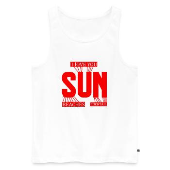 j'adore le soleil plage et cocktail - Débardeur bio Premium Homme - blanc - Devant - AI Model Male 178 light (178cm)