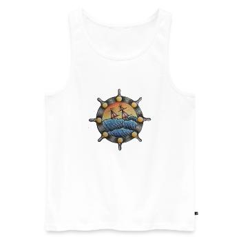 Traditional Tattoo Schiff - Männer Premium Bio Tank Top - Weiß - Vorne - AI Model Male 178 light (178cm)