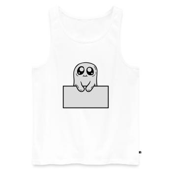 Ghost Shows Shield Cartoon - Men's Premium Organic Tank Top - white - Front - AI Model Male 178 light (178cm)