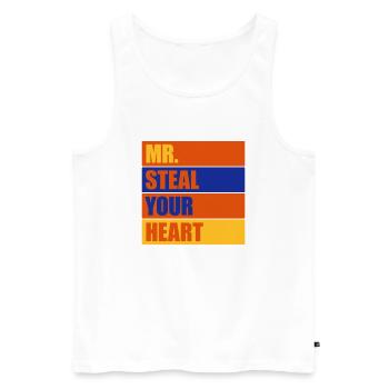 Mr steal your heart - Men's Premium Organic Tank Top - white - Front - Michal (187cm)