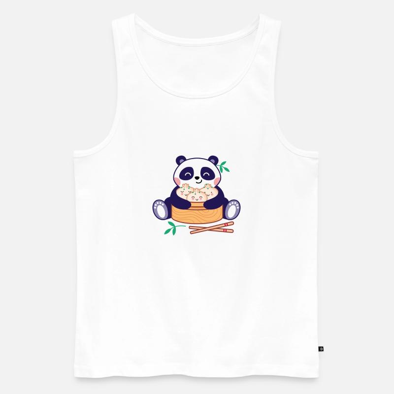 Panda mit Dim Sum - Männer Premium Bio Tank Top - Weiß