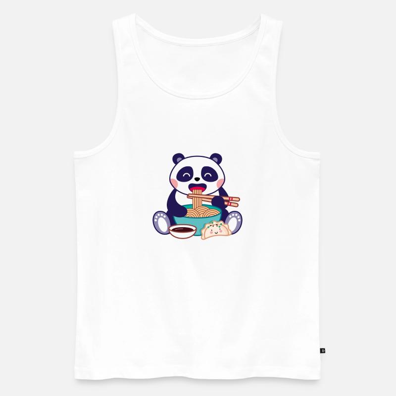 Panda mit Ramensuppe - Männer Premium Bio Tank Top - Weiß