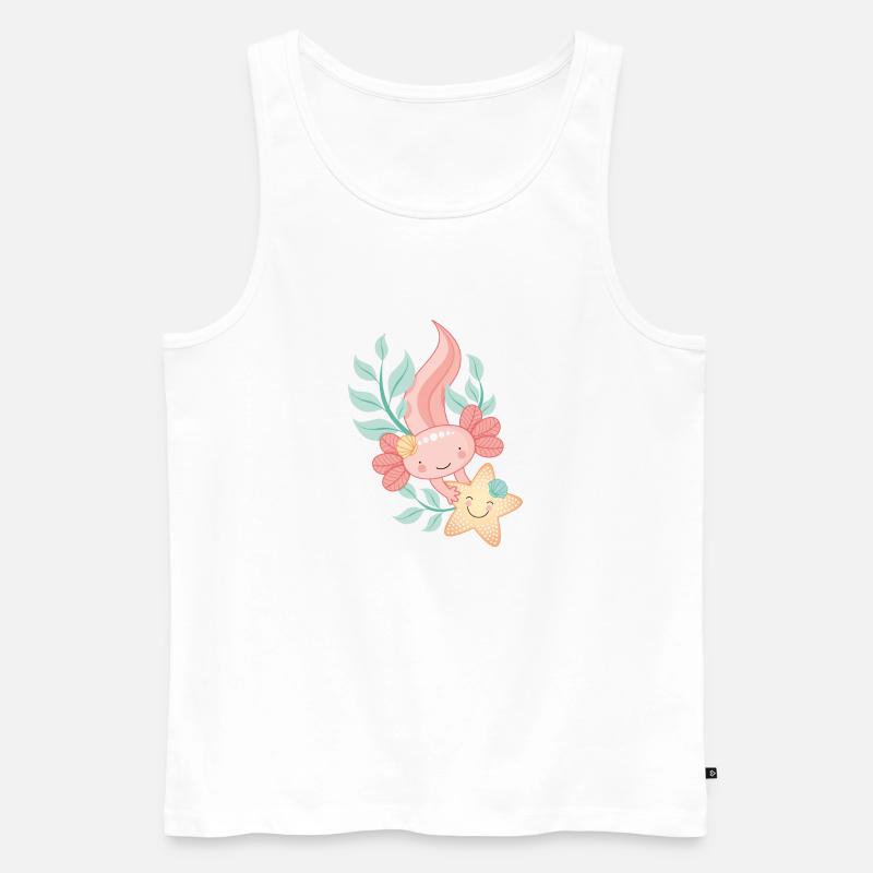 Axolotl mit Seestern - Männer Premium Bio Tank Top - Weiß