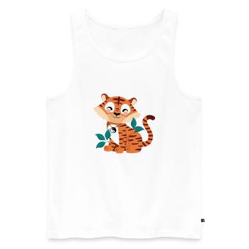 niedlicher Tiger - Männer Premium Bio Tank Top - Weiß - Vorne - AI Model Male 178 light (178cm)