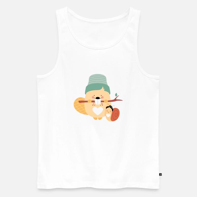 Biber mit Schnecke - Männer Premium Bio Tank Top - Weiß