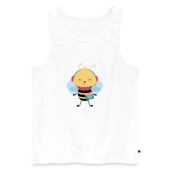 Biene mit Walkman - Männer Premium Bio Tank Top - Weiß - Vorne - Michal (187cm)