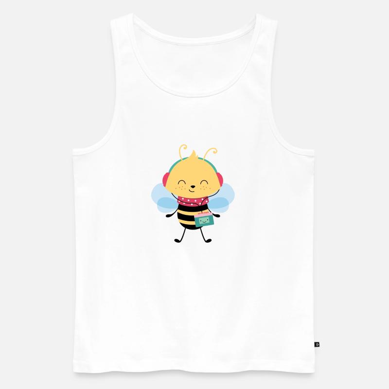 Biene mit Walkman - Männer Premium Bio Tank Top - Weiß