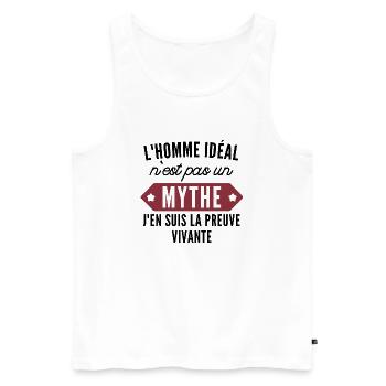 l homme idéal n est pas un mythe / cadeau homme - Débardeur bio Premium Homme - blanc - Devant - Michal (187cm)