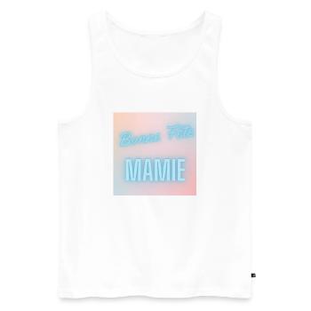 MAMIE. FÊTE DES MÈRES. BONNE FÊTE MAMIE. JE T'AIME - Débardeur bio Premium Homme - blanc - Devant - AI Model Male 178 light (178cm)