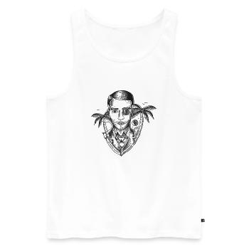 Dude with Tattoo - Men's Premium Organic Tank Top - white - Front - AI Model Male 178 light (178cm)