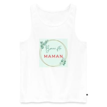 FÊTE DES MÈRES. BONNE FÊTE MAMAN. MAMAN. FÊTE - Débardeur bio Premium Homme - blanc - Devant - Michal (187cm)
