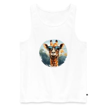 Girafe hipster animale avec des lunettes de soleil drôle - Débardeur bio Premium Homme - blanc - Devant - AI Model Male 178 light (178cm)
