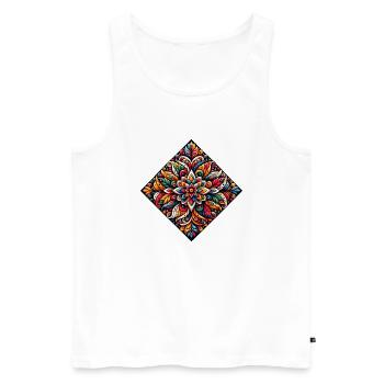 Colorful Diamond Inspired by Traditional Russian Art - Men's Premium Organic Tank Top - white - Front - Michal (187cm)