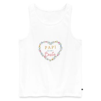 Papi ist der Beste! Niedlicher Blumenkranz - Männer Premium Bio Tank Top - Weiß - Vorne - Michal (187cm)