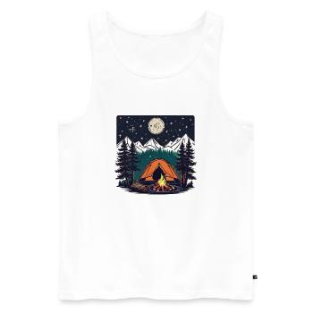 Camping, tent and campfire - Men's Premium Organic Tank Top - white - Front - Michal (187cm)