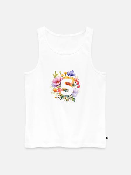S Monogramm , bunter Blumenstrauss - Männer Premium Bio Tank Top - Weiß