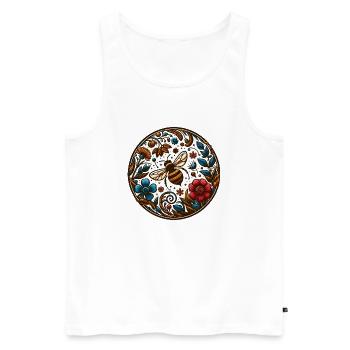 Bee Happiness - Men's Premium Organic Tank Top - white - Front - AI Model Male 178 light (178cm)