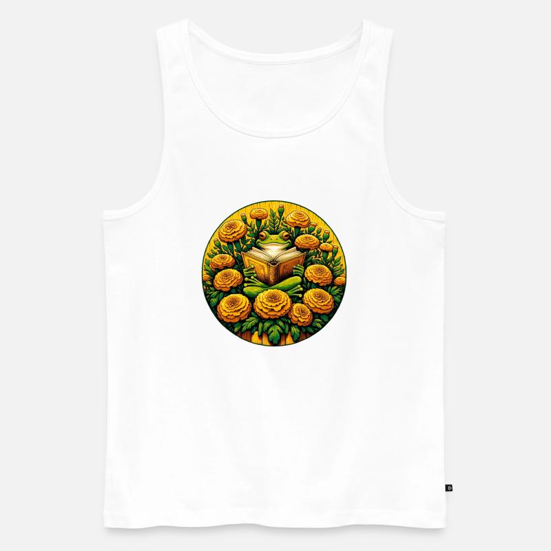 Frosch-Lesung - Männer Premium Bio Tank Top - Weiß