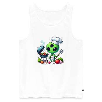 Alien Koch - Débardeur bio Premium Homme - blanc - Devant - AI Model Male 178 light (178cm)