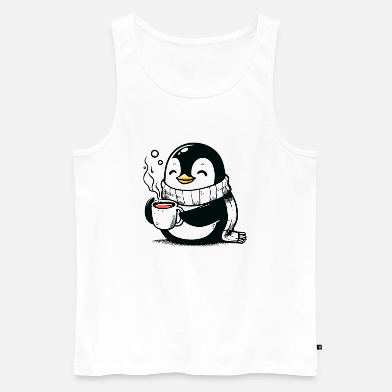 Pinguin Tee - Männer Premium Bio Tank Top - Weiß