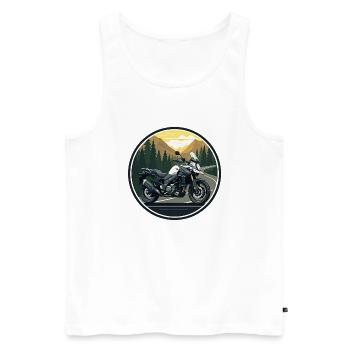 Motorrad-Abenteuer - Männer Premium Bio Tank Top - Weiß - Vorne - Michal (187cm)