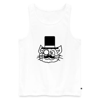 Sir Cat Gentleman Chapeau haut de forme Monocle Rich Gentleman - Débardeur bio Premium Homme - blanc - Devant - AI Model Male 178 light (178cm)