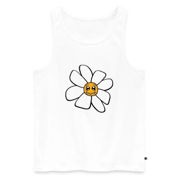 Petit drôle de fleur heureuse visage dessin animé - Débardeur bio Premium Homme - blanc - Devant - Michal (187cm)