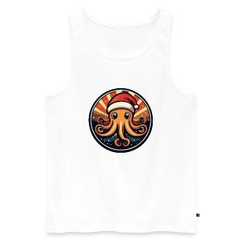 Octopus Christmas Animal - Men's Premium Organic Tank Top - white - Front - Michal (187cm)