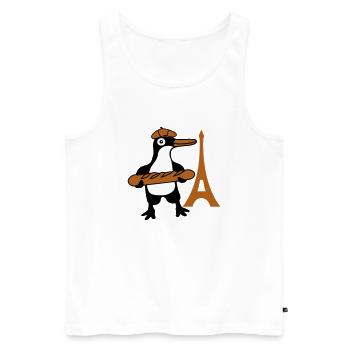 Pingouin Baguette Française Paris France Mignon - Débardeur bio Premium Homme - blanc - Devant - Michal (187cm)