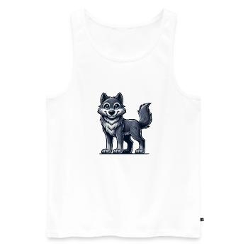 wolf - Men's Premium Organic Tank Top - white - Front - Michal (187cm)