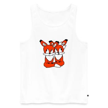 2 Foxes Couple In Love Two Friends Love Team Cute - Men's Premium Organic Tank Top - white - Front - Michal (187cm)