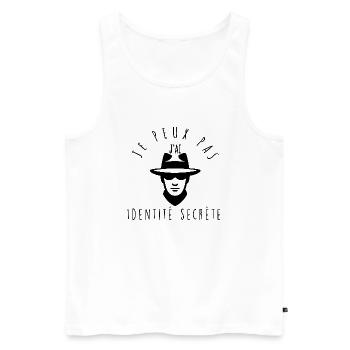 Ich kann nicht, ich habe eine geheime Identität. - Männer Premium Bio Tank Top - Weiß - Vorne - AI Model Male 178 light (178cm)