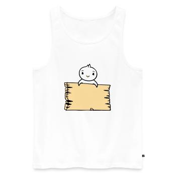 Bird Sitting on Wooden Sign Text Sign Frame Cute - Men's Premium Organic Tank Top - white - Front - AI Model Male 178 light (178cm)