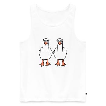 2 Seagulls Doigt d’honneur Insulte Stinkfinger Équipe - Débardeur bio Premium Homme - blanc - Devant - Michal (187cm)