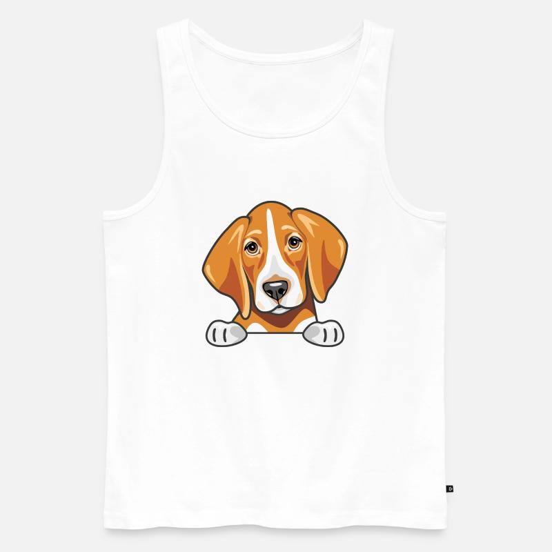 Coup d’œil mignon foxhound triste - Débardeur bio Premium Homme - blanc