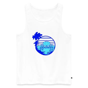 Oktopus Meer Sonnenuntergang Strand Urlaub Linien - Männer Premium Bio Tank Top - Weiß - Vorne - Michal (187cm)