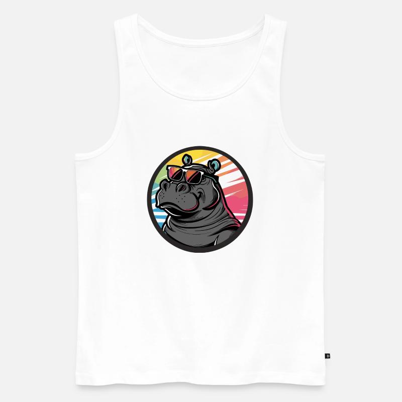 Nilpferd Cool Comic - Männer Premium Bio Tank Top - Weiß