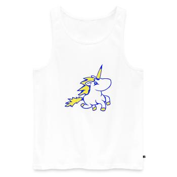 Licorne monte rapide galop mignon cheval de dessin animé - Débardeur bio Premium Homme - blanc - Devant - Michal (187cm)