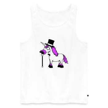 Einhorn Sir Gentleman Mr. reich Monokel Zylinder - Männer Premium Bio Tank Top - Weiß - Vorne - Michal (187cm)