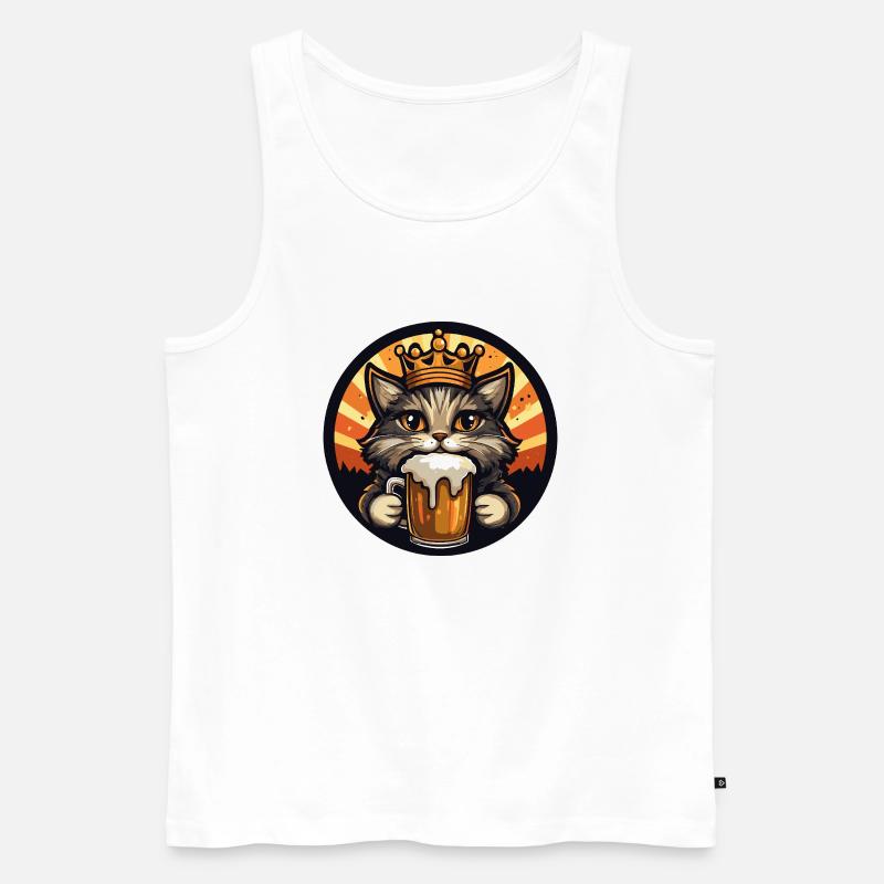 Katze Bier - Männer Premium Bio Tank Top - Weiß