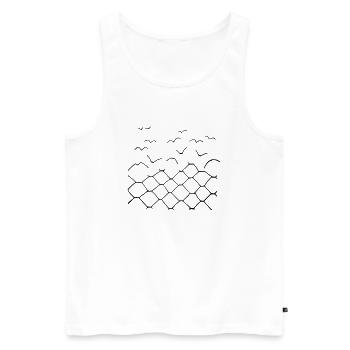 Maschendrahtzaun Vögel - Männer Premium Bio Tank Top - Weiß - Vorne - Michal (187cm)
