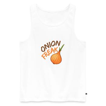 Onion Freak - Zwiebeldesign Geschenk - Männer Premium Bio Tank Top - Weiß - Vorne - AI Model Male 178 light (178cm)