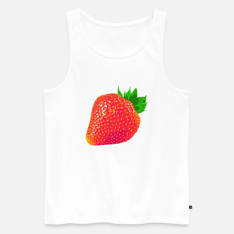 Erdbeere - Männer Premium Bio Tank Top - Weiß