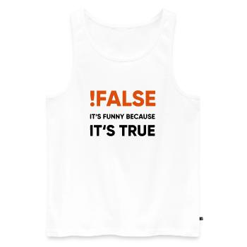 coder - !false it's funny because it's true - Männer Premium Bio Tank Top - Weiß - Vorne - AI Model Male 178 light (178cm)