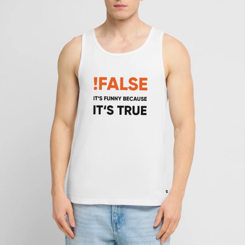 coder -! false it's funny because it's true Men's Premium Organic Tank Top